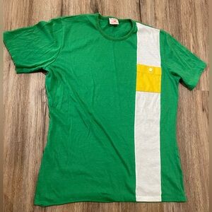Vintage California Styled Green & White Unisex T-Shirt & Yellow Accented Pocket
